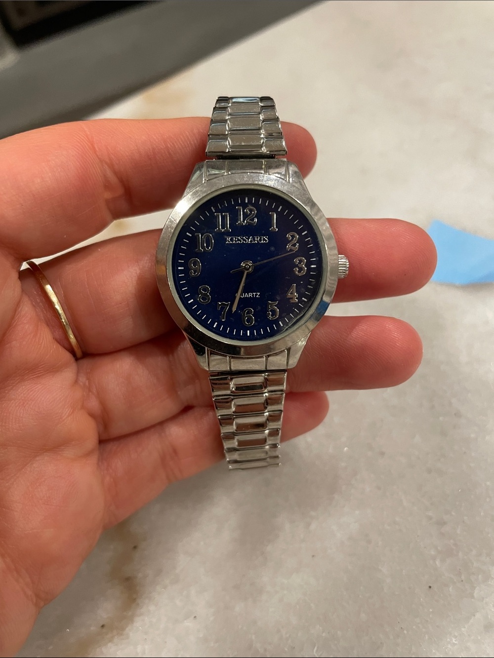 Women’s Silver Bracelet Watch with Blue Dial
